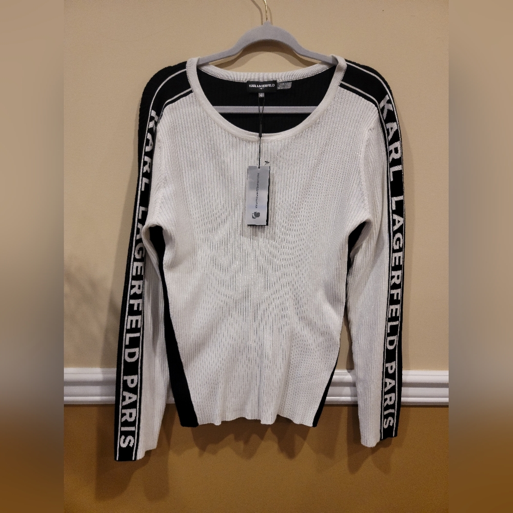 Karl Lagerfeld women's black/white sport top, size XL